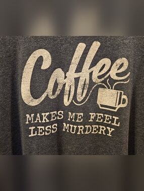 Coffee Graphic Tee in Heather Charcoal with Cream Print